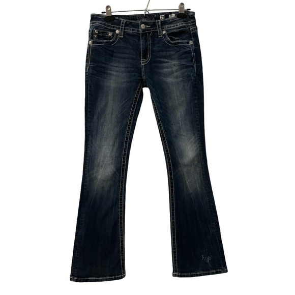 Miss Me Western Fleur-De-Lis Signature Bootcut Mid-Rise Sequin Denim Jeans 29 - Picture 1 of 14